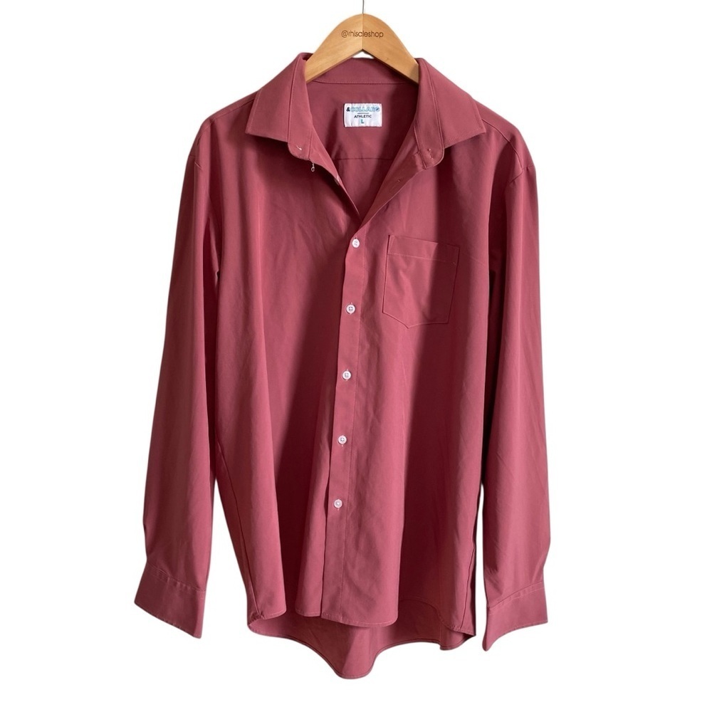 &Collar Range Shirt - Adobe Red Long Sleeve Athletic Fit Stain Resistant Size L